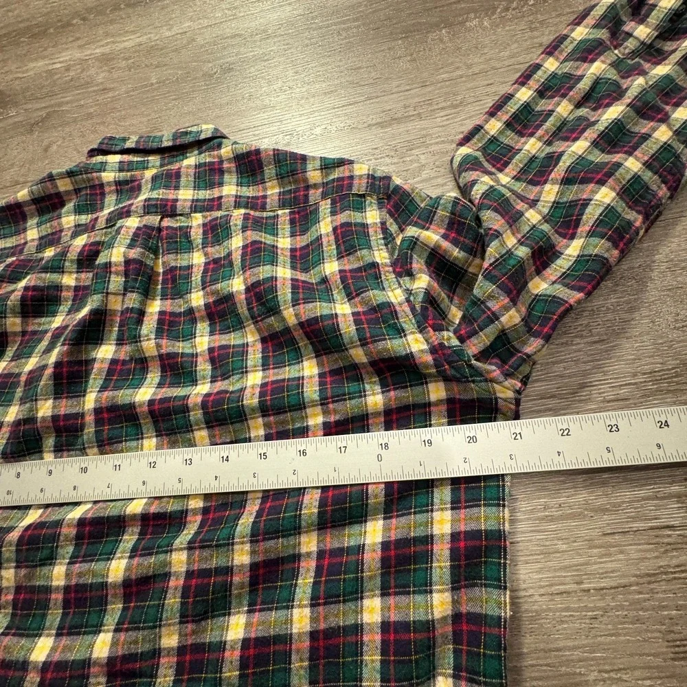 J‎ Crew Shirt Mens Medium Green Plaid Brushed Twill Slim Fit Flannel OCBD Preppy